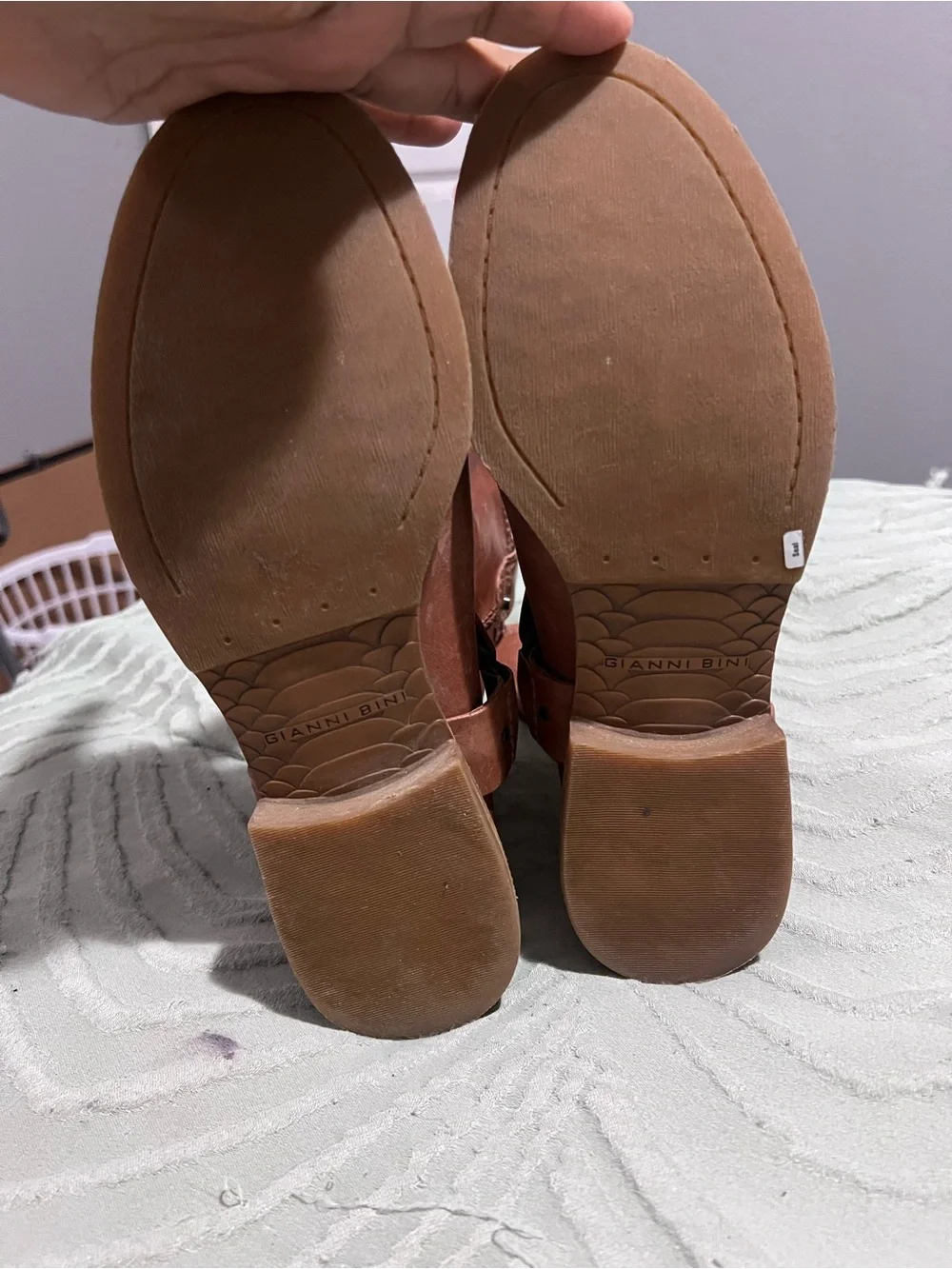 Gianni Bini Cognac Brown Leather Harness Ankle Boots